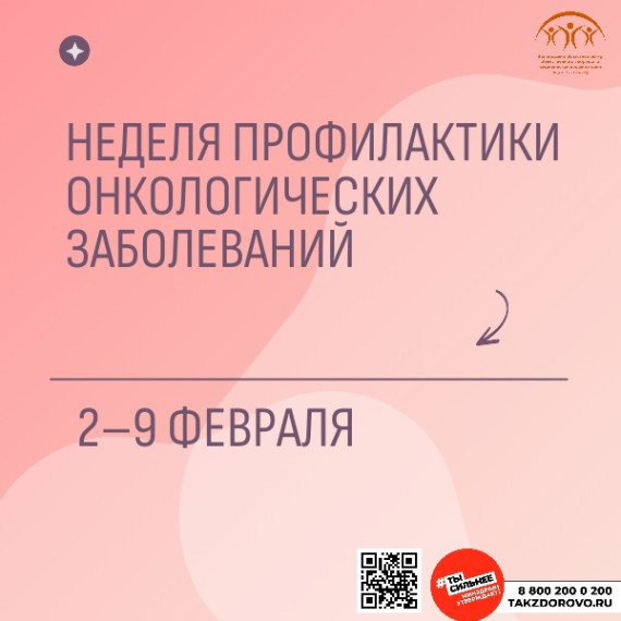 С 3 по 9 февраля идет неделя профилактики онкологических заболеваний!. С 3 по 9 февраля идет неделя профилактики онкологических заболеваний!.